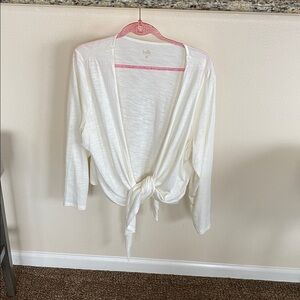 Belle by Kim Gravel Cream Open-Front Cardigan